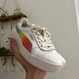 PUMA girls white rainbow tennis shoes size 13C